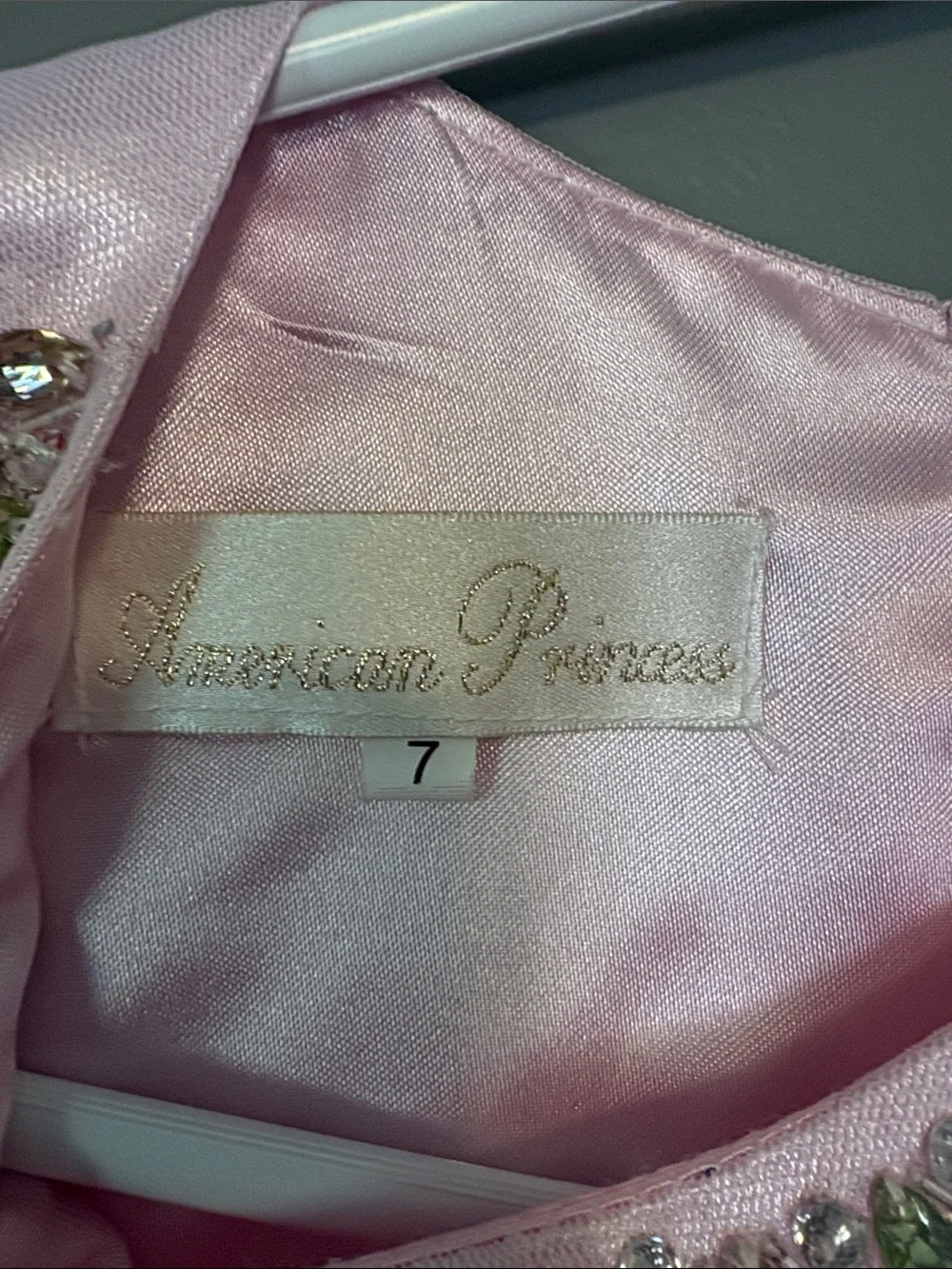 American Princess Light Pink Tulle Party Dress with Jeweled Neckline